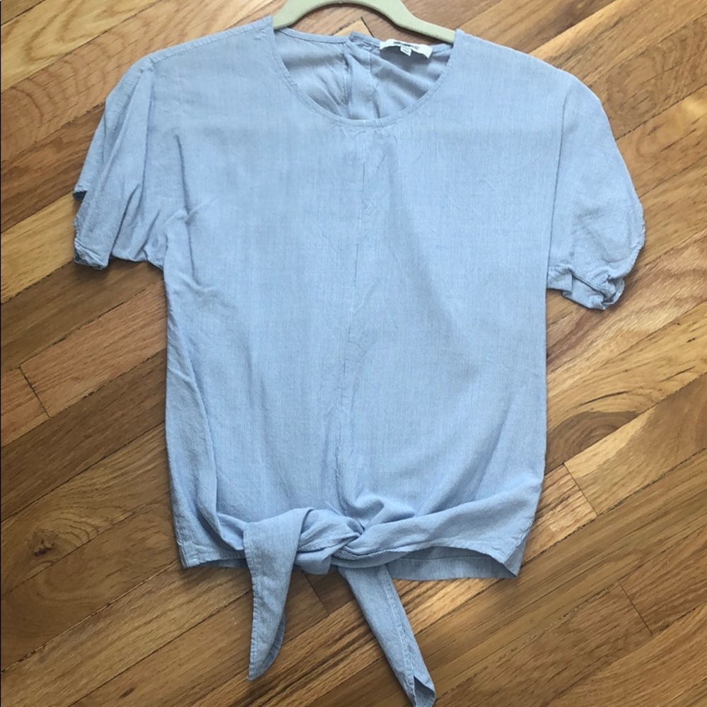 Madewell Pinstripe Tie Front, Button Down Back